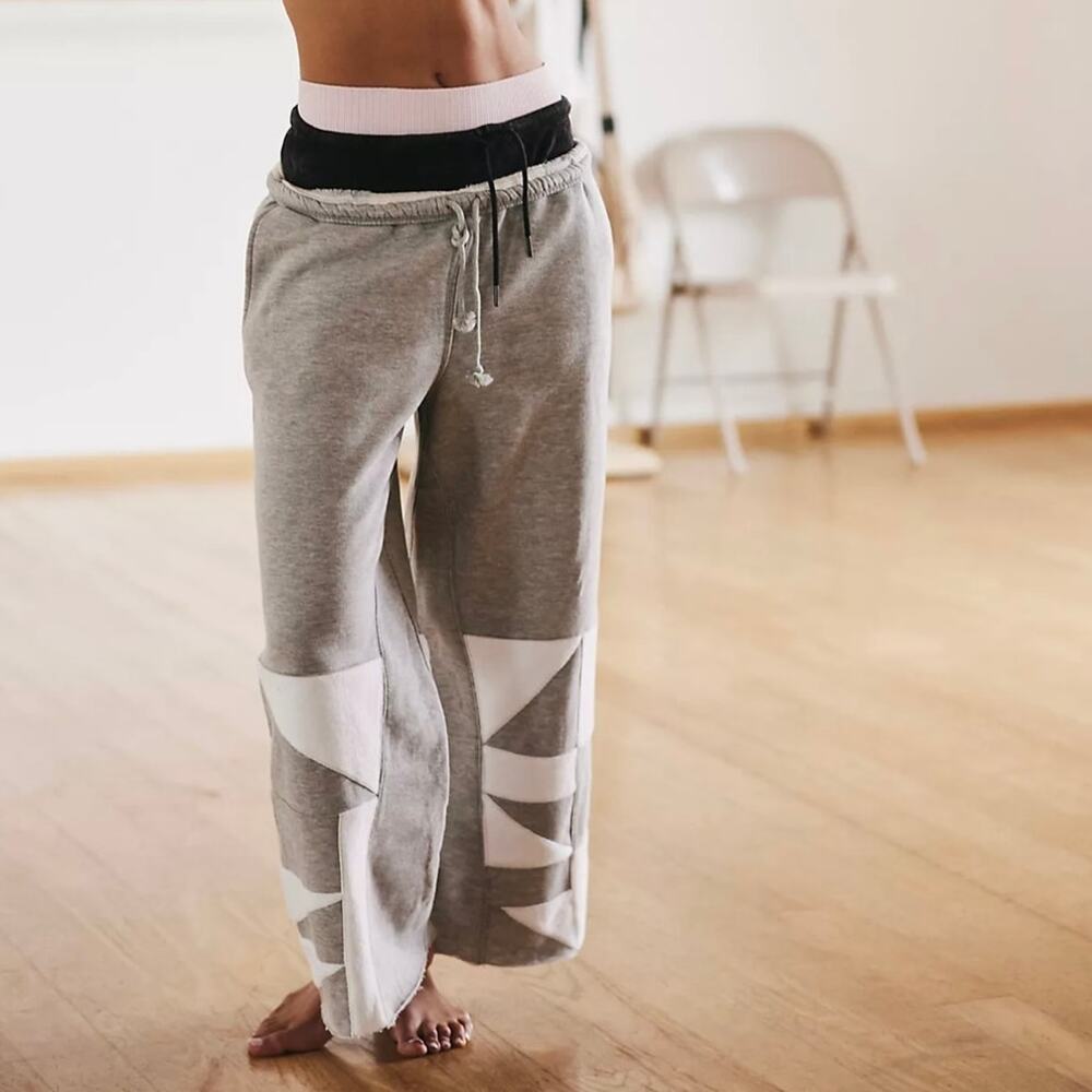 NEW Free People Movement Heather Grey Standout Relaxed Wide Leg Sweatpants XS